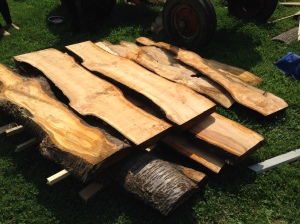 Cherry slabs from landscape tree removal